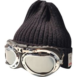 BeanieSkull Caps Knitted beanie hat with glasses retro male Woollen female winter brand outdoor warm ski 221125