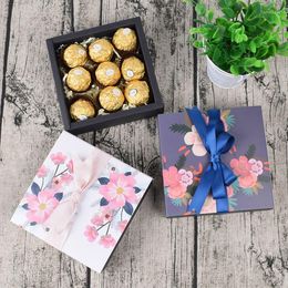 Gift Wrap 5 Pcs Candy Box For Wedding Party Birthday Flowers Sakura Drawer Paper Cake Chocolate Packaging Cardboard