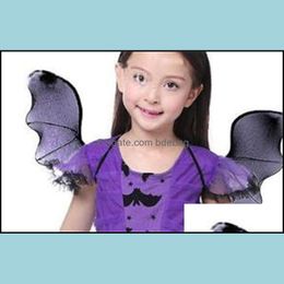 Party Favor Black Silk Stockings Party Favor Halloween Purple Fishing Net Gloves Jumpsuits Head Buckle Bat Wings Suit 22 5 L1 Drop D Dhrwe