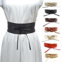 Belts Women Soft Leather Belt Ladies Lace Up Wide Wrap Around Waist Band Ties Bow Dress Shirt Decoration Spring Autumn