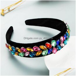 Headbands Vintage Crystal Leaf Headhands Elegant Geometric Gem Diamond Beaded Hairband Girls Party Jewellery Tiara Crowns Drop Deliver Dhuxa