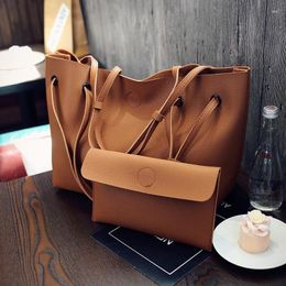 Evening Bags 2pcs Set Women Bag Casual Pu Leather 2022 Large Shoulde Purse And Handbag Brown Holiday Travel Tote Free Shopping