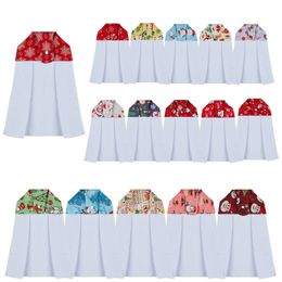 Sublimation Waffle Towel Christmas Hangable Napery with Button Kitchen Bathroom Hand towels A02