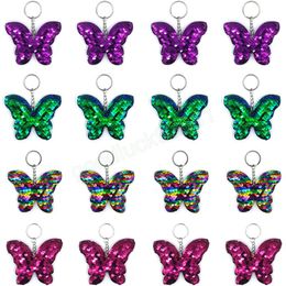Fish Scale Sequin Butterfly Keychains Women's Bag Pendant Key Rings Reflective Shiny Accessories Keychain for Girls