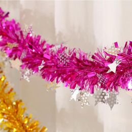 Decorative Flowers Attractive Tinsel Wreath Garland Shiny Wedding Party Xmas Tree Ribbons Multifunctional