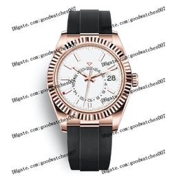 Luxurious watch 2813 sports automatic machine 326235-0004 watches 42mm white dial 18k rose gold black rubber strap sapphire glass men's watch 326238 wristwatch