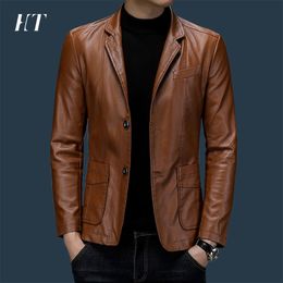 Men's Leather Faux Dress Suit Coat Mens Jackets Lapel Business Men Pu Blazers Korean Style Slim Fashion Streetwear 221128