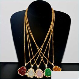 Pendant Necklaces Bling White Pink Buddha Necklace For Women Luxury Jewelry Buddah Pendant Exquisite Birthday Drop Delivery Dhgarden Dh0Sy