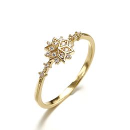 ROMAD Cute Women's Snowflake Rings Female Chic Dainty Rings Party Delicate Ring Wedding Jewellery R4
