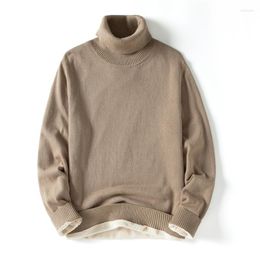 Men's Sweaters Mens Knitted Turtleneck Sweater Men Vintage Solid Plain Pullover Jumper Male Thicken For Keep Warm Winter Clothes