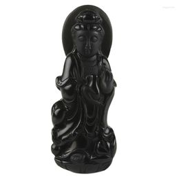Pendant Necklaces Special Offer Natural Obsidian Net Bottle Mens Genuine Frosted Solid Guanyin