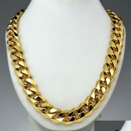 Chains Mens 18K Gold Filled Solid Cuban Curb Chain Necklace 60Cm Drop Delivery Jewellery Necklaces Pendants Dhgarden Dhgim