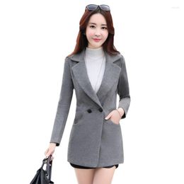 Women's Trench Coats UHYTGF Autumn Wool Coat Jacket Women Short Woollen 2022 Korean Female Elegant Long Sleeve Double Pocket Tops