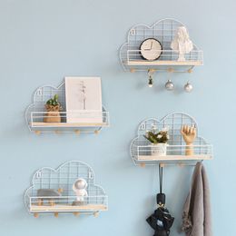 Novelty Items Nordic Cloud Shelf Creative Home Bedroom Decorative Iron Modern Wall Child Room Grid 221129