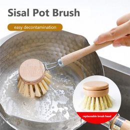 Wooden Handle Cleaning Brush Kitchen Household Beech Wood Long Handle Dish Tool Wholesale FY2679 FY2680