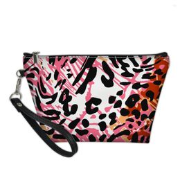 Cosmetic Bags Fashion Snake Women Cosmetics Bag Red Leopard Printed Small Make Up Case Ladies Travel Portable Wash Kit Neceser