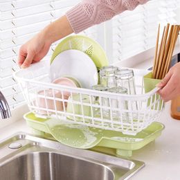 Kitchen Storage 1pc Dish Drying Rack Tableware Drainer Basket Shelf Dishes Bowl Chopsticks Holder Plastic Drain Sink Organiser