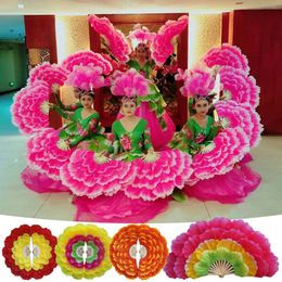 Decorative Objects Figurines 92cm Large Half Foldable Dancing Fan Doublesided Peony Flower Hand Fan Square Dance Fan Performance Props for Dancing Club 221129