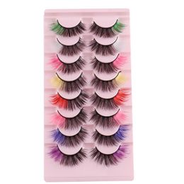 Handmade Reusable Colour Mink False Eyelashes Naturally Soft & Vivid Multilayer Thick Curly Fake Lashes Full Strip Eyelash Extensions Makeup Accessory for Eyes