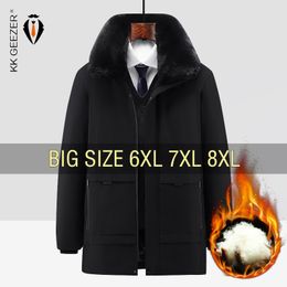 Mens Down Parkas Winter Long Jacket Men Thick Warm Plus Size 6XL 7XL 8XL Windproof Oversize Fur Collar Padded Waterproof Loose Overcoat 221129