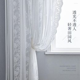 Curtain 1pcs European Lace Punch-free Curtains Bedroom Living Room Bay Window Balcony Shading Rental House Screening F8482