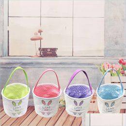 Storage Bags Easter Bucket Bag Diy Manual Canvas Baskets Child Portable Green Pink Wear Resistant Lightweight Factory Direct Selling Dhycb