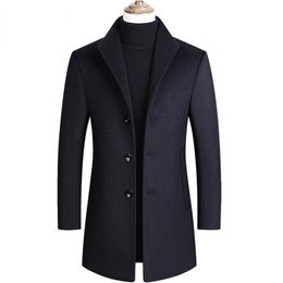 Mens Jackets Men Wool Blends Coats Autumn Winter Solid Colour High Quality Luxurious Coat Male 221129