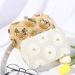 Evening Bags Fine Fashion Pearl Beaded Sequin Bag Women Handbags Wedding Party Clutches Bridal Chain Shoulder bag Purses Femme Clutch 221128