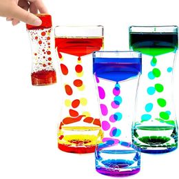 Decompression Toy Double Color Liquid Motion Bubbler Timer Anxiety Relief Visual Movement Oil Acrylic Hourglaslock Decor Gift Desk Toys 221129