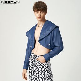Men's Suits Blazers INCERUN Fashion Men Blazer Solid Colour Lapel Long Sleeve Streetwear Crop Coats Open Stitch Personality Casual S-5XL 221128