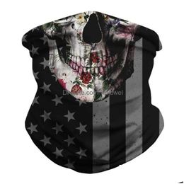 Bandanas Durag American Flag Design Mtifunction Bandana Ski Outdoor Sport Motorcycle Scarf Leopard Print Face Mask Cs Halloween Dr Dhynz