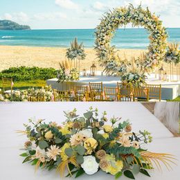 Decorative Flowers 80/100cm Artificial Flower Custom Wedding Wall Arrangement Supplies Silk Row Decor For Table T Station Iron Arch Backdrop