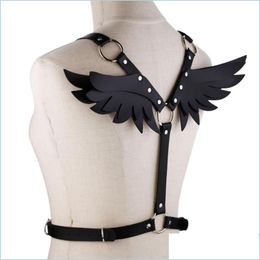 Pendant Necklaces Wings Leather Harness Bondage Halterneck Beach Collar Gothic Waist Shoder Necklaces Sexy Statement Party J Dhgarden Dhtu7