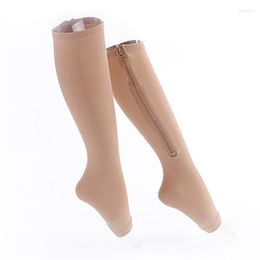 Sports Socks High Quality Men Women Elastic Compression Toe Open Leg Support Stocking Knee Yoga With Zipper