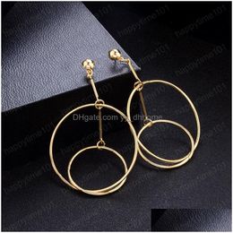 Dangle Chandelier Fashion Jewellery Simple Hollow Out Metal Circle Combination Dangle Stud Earrings Drop Delivery Dh01A