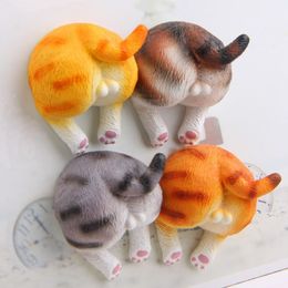 Christmas Decorations 4PcsSet Funny Cat ass Fridge Magnets 3D Resin Cute cat Miniatures Figurines Home Decoration Creative Gift Refrigerator Stickers 221129
