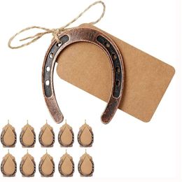 Good Lucky Horseshoe Wedding Favours with Kraft Tags Rustic Gifts Vintage Wedding Birthday Party Decorations XBJK2211