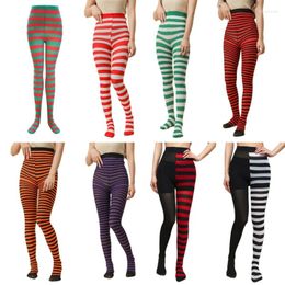 Christmas Decorations Halloween Striped Tights Contrast Colour Patchwork Stocking Full Length Pantyhose Leggings Hosiery For Holiday