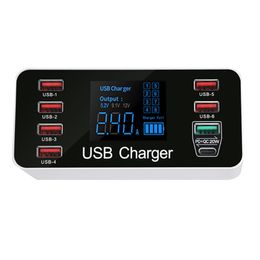 8 Port Quick Charger QC3.0 PD 20W Fast Charging Station USB Type C Charge With Smart LED Display Smart Phone 40W Chargers