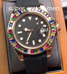 Luxury watches Candy Colour Diamond Mens Watch Automatic Mechanical Watches 40mm Ladies Wristwatches Mineral Super Strong rubber strap