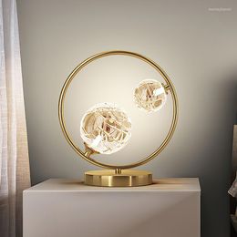 Table Lamps Round Modern Minimalist Copper Light Luxury Crystal Living Room Bedroom Lamp Bedside Study
