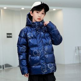 Down Coat Teen Boys Winter Parka Coat Thicked Hooded Down Padded Jacket for Kids Glossy Waterproof Outerwear Winproof Keep Warm Suits 221128