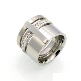 Band Rings Three Rings With Diamond Mud And Titanium Steel Ring Drop Delivery Jewellery Dhgarden Dh35A