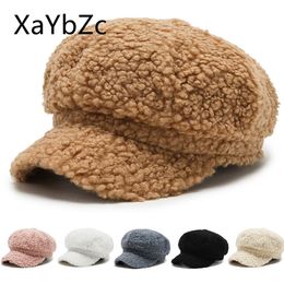 Berets Autumn and Winter Lamb Hair Fashion Basin Cap Men Women Allmatch Teddy Cashmere Fisherman Hat 221129