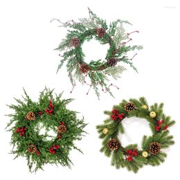 Decorative Flowers Christmas Festival Garland Artificial Wreath Rattan Branch Pinecones Home Decor Wholesale