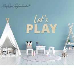 Decorative Objects Figurines PLAY Sign Wall Lettering Wooden Nursery Playroom Art Bedroom Acrylic 221129