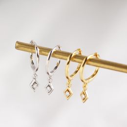 S925 Sterling Silver Hoop Huggie Earrings Metal Geometric Diamond 18K Gold Plated Ear Rings Ear Buckle for Woman Jewelry