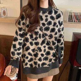 Women's Sweaters Women Sweater Leopard Loose Knitted Korean Sweaters Female AllMatch Oversize Jumper Tops Autumn Winter Fashion Clothing Woman J220915