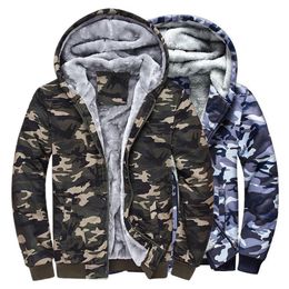 Mens Jackets Winter Coat Camouflage Thicken Hooded Highly Warm Fleece Casual Jacket Parka 221129