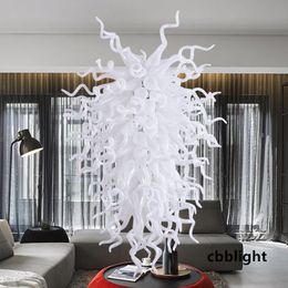 Modern Crystal Chandeliers Lamps White Colour 28x48 Inches Chihuly Style Hand Blown Glass Chandelier LED Lights DIY Ceiling Lighting Hanging Fixtures LR1431